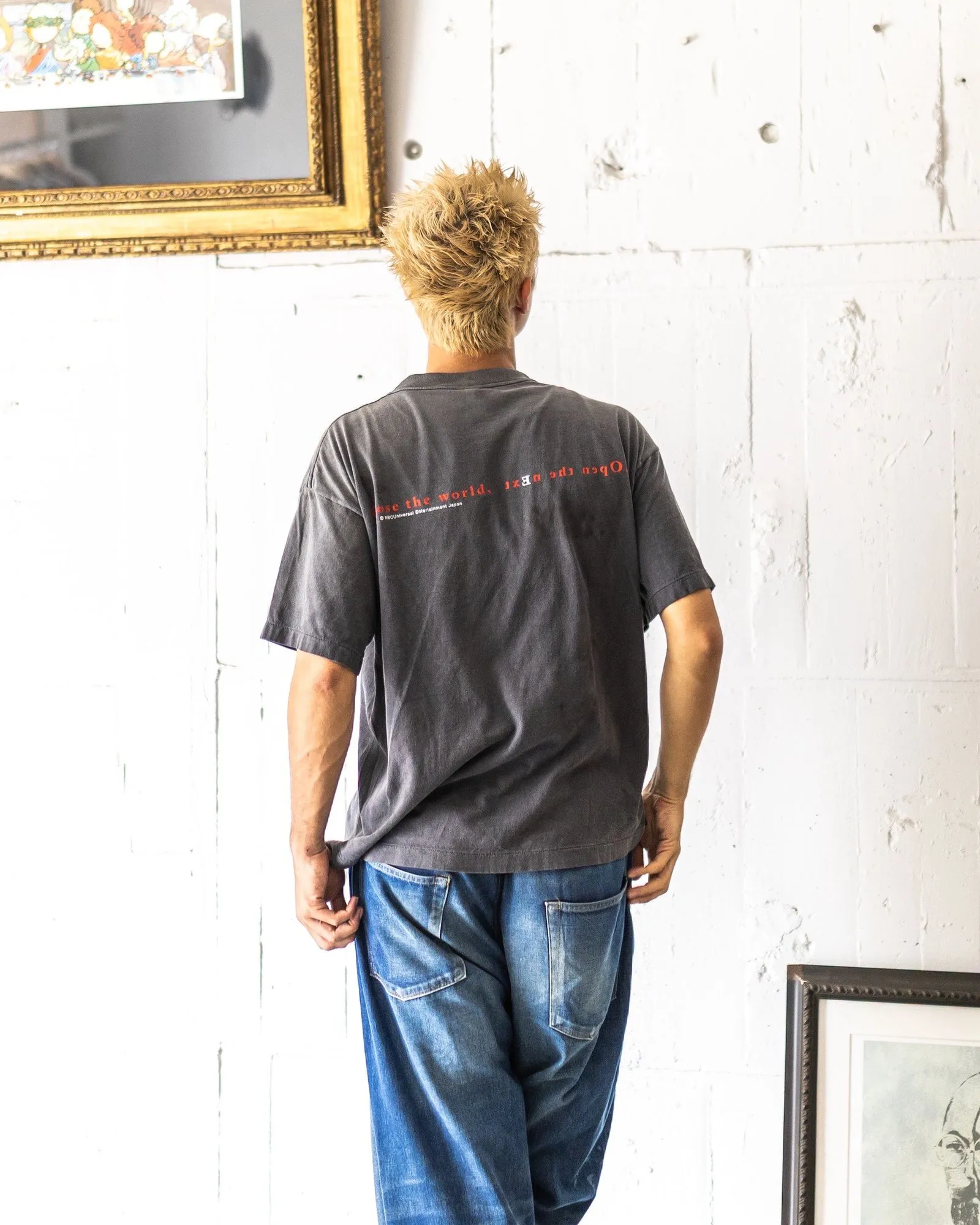 SAINT Mxxxxxx × serial experiments lain × GEEKS RULE GS_SS TEE/LAIN/BLK Sci-fi anime <Lingyin> co-branded ringing tone distressed short-sleeves Washed black S-XL Super rich and delicate printing technology perfectly shows the authentic details Customized co-branded accessories The real correct version Ready-made clothes Assute dyeing Washed to make old Maliu water faded